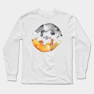 Watercolor Yin and Yang Fox Long Sleeve T-Shirt